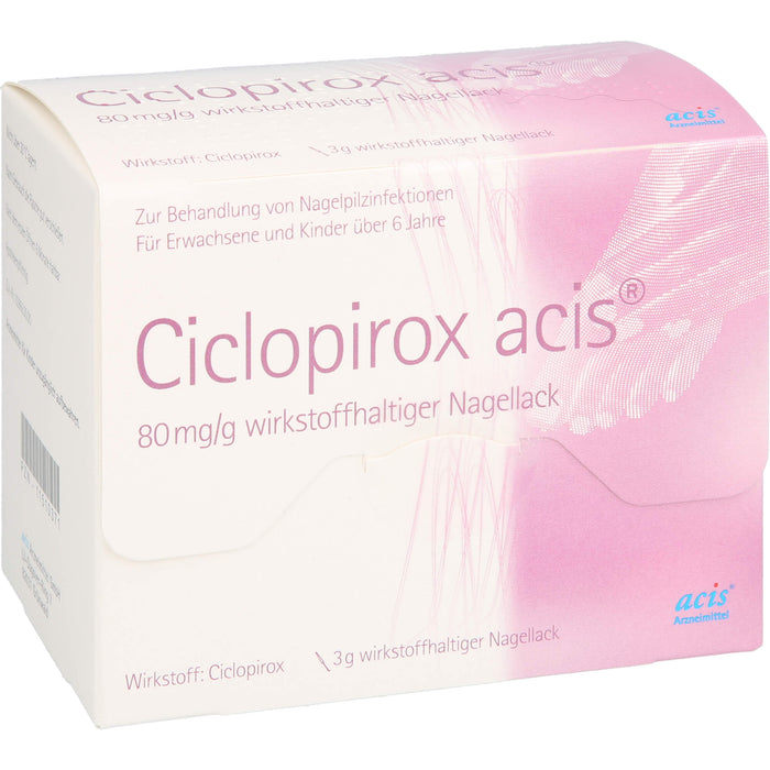 Acis Ciclopirox 80 mg/g wirkstoffhaltiger Nagellack zur Behandlung von Nagelpilzinfektionen, 3 g Vernis à ongles contenant une substance active