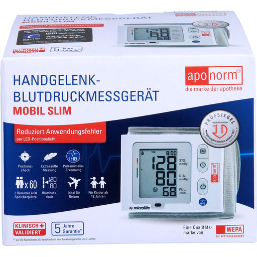 Aponorm Handgelenk Blutdruckmessgerät Mobil Slim, 1 St. Blutdruckmessgerät