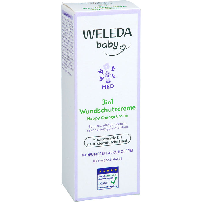 WELEDA	Baby Med 3in1 Wundschutzcreme weiße Malve für hochsensible und sehr trockene Haut, 50 ml Creme