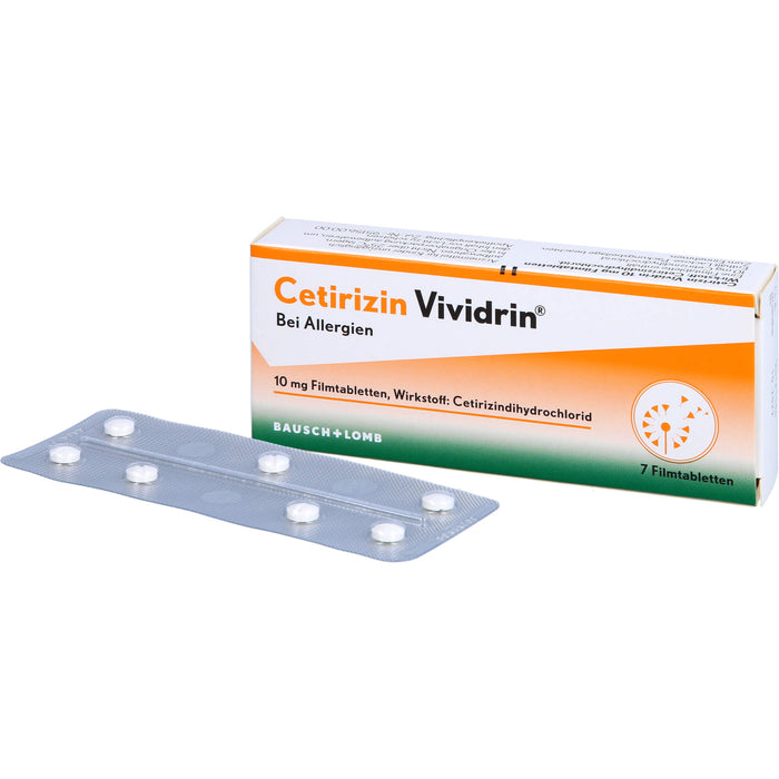 Vividrin Cetirizin 10 mg Filmtabletten bei Allergien, 7 pcs. Tablets