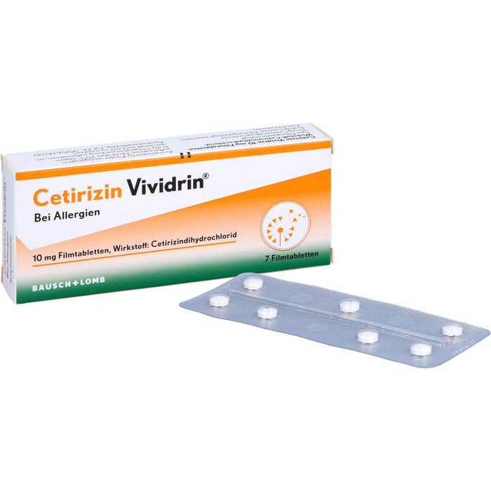 Vividrin Cetirizin 10 mg Filmtabletten bei Allergien, 7 pcs. Tablets