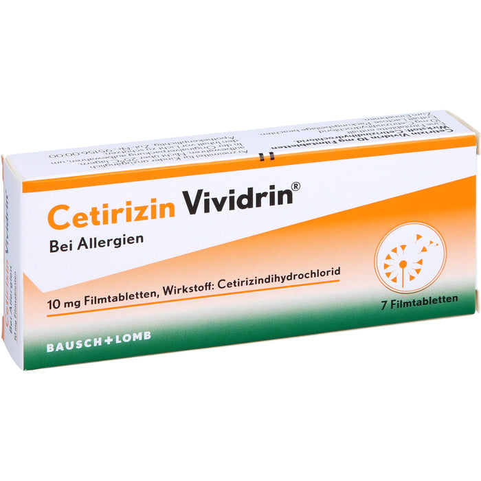 Vividrin Cetirizin 10 mg Filmtabletten bei Allergien, 7 pcs. Tablets