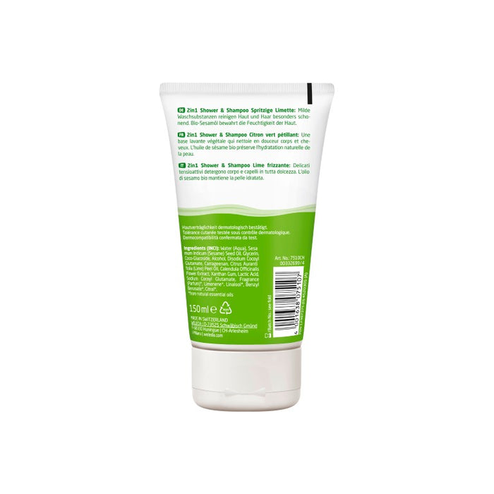 WELEDA Kids 2in1 Shower & Shampoo Spritzige Limette, 150 ml Shower Gel