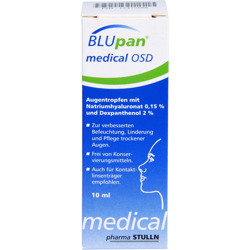 BLUpan medical OSD Augentropfen zur Befeuchtung, Linderung und Pflege trockener Augen, 10 ml Lösung