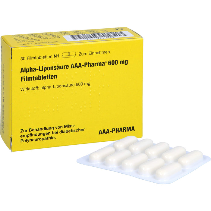 Alpha-Liponsäure AAA-Pharma 600 mg Filmtabletten, 30 pc Tablettes