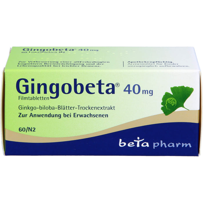 Gingobeta 40 mg Filmtabletten zur Unterstützung von Gedächtnis und Konzentration, 60 St. Tabletten