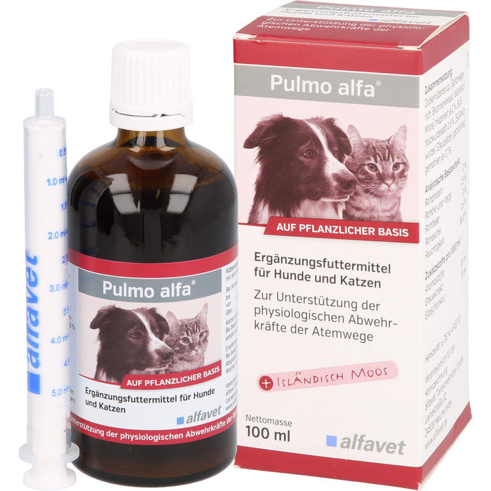 Pulmo alfa Lösung zur Unterstützung der physiologischen Abwehrkräfte der Atemwege für Hunde und Katzen, 100 ml Solution