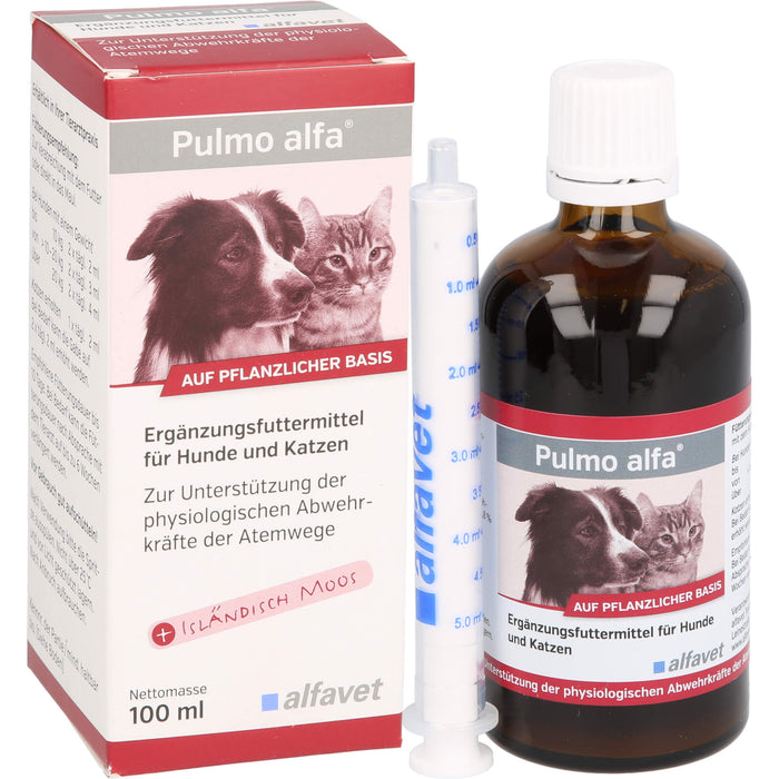 Pulmo alfa Lösung zur Unterstützung der physiologischen Abwehrkräfte der Atemwege für Hunde und Katzen, 100 ml Solution