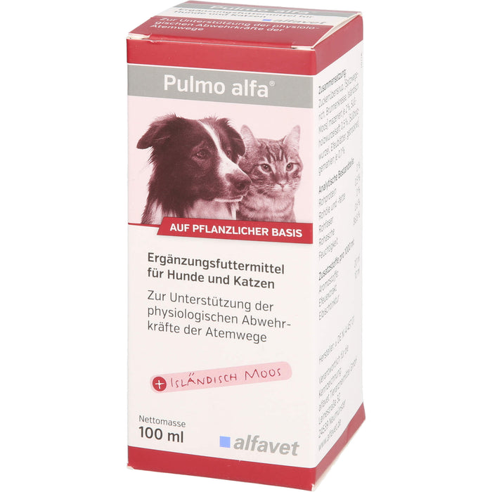 Pulmo alfa Lösung zur Unterstützung der physiologischen Abwehrkräfte der Atemwege für Hunde und Katzen, 100 ml Solution