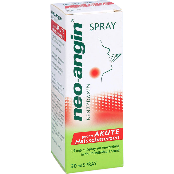 neo-angin  Benzydamin gegen akute Halsschmerzen, 1,5 mg/ml Spray zur Anwendung in der Mundhöhle, Lösung, 30 ml Solution