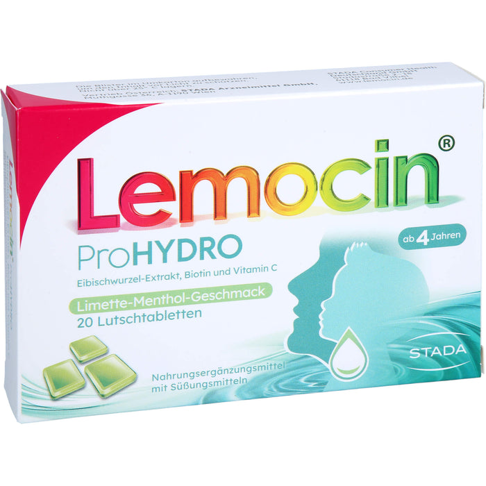 Lemocin ProHydro Lutschtabletten mit Limetten-Menthol-Geschmack zur Beruhigung und Befeuchtung von Hals und Rachen, 20 pcs. Tablets