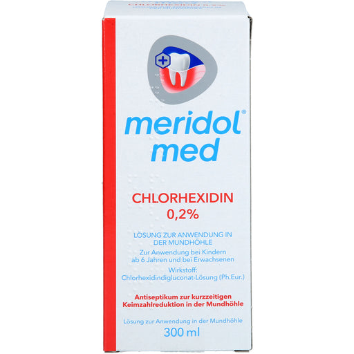 Meridol med Chlorhexidin 0,2 % Mundspüllösung Antiseptikum zur kurzzeitigen Keimzahlreduktion in der Mundhöhle, 300 ml Lösung