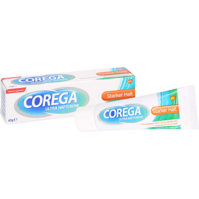Corega ultra Haftcreme mit starkem Halt für Teil- und Vollprothesen, 40 g Cream