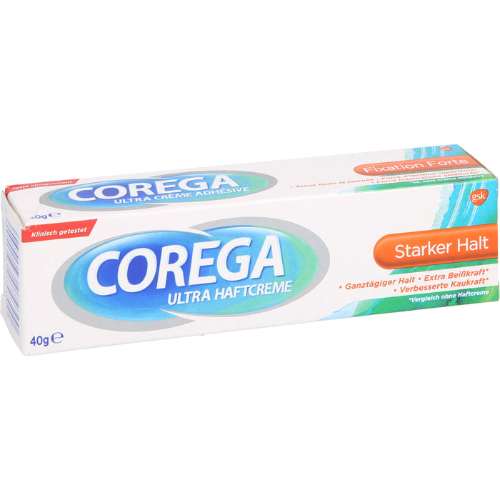 Corega ultra Haftcreme mit starkem Halt für Teil- und Vollprothesen, 40 g Cream