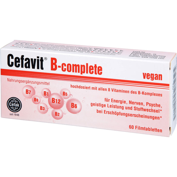 Cefavit B-complete Filmtabletten für Energie, Nerven, Psyche, geistige Leistung und Stoffwechsel, 60 pc Tablettes