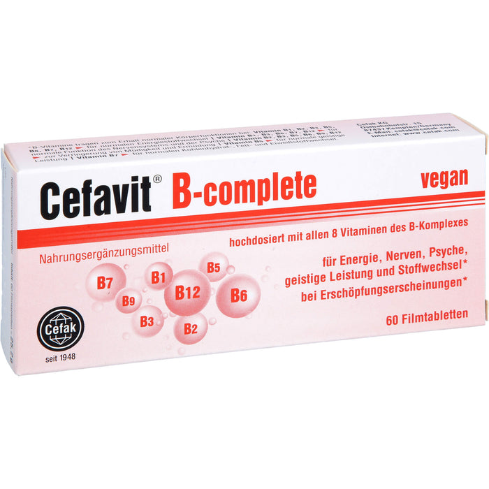 Cefavit B-complete Filmtabletten für Energie, Nerven, Psyche, geistige Leistung und Stoffwechsel, 60 pc Tablettes