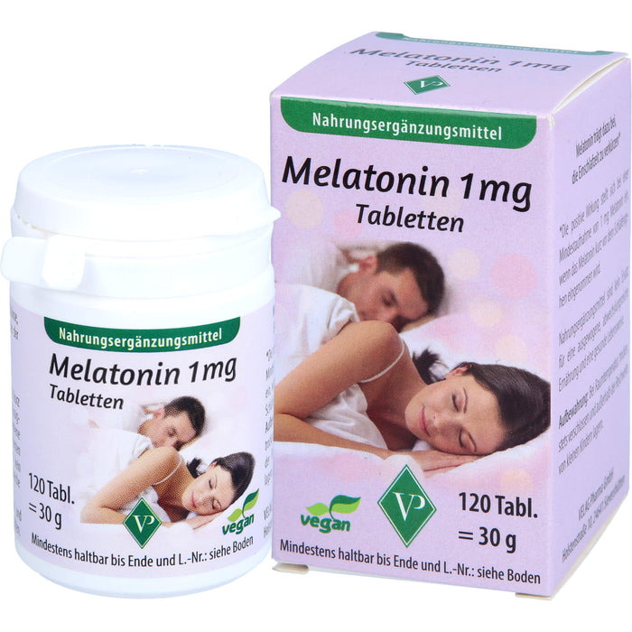 Velag Pharma Melatonin 1 mg Tabletten zur Verkürzung der Einschlafzeit, 120 pcs. Tablets