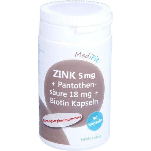 MediFit Zink 5 mg + Pantothensäure + Biotin Kapseln, 90 St. Kapseln