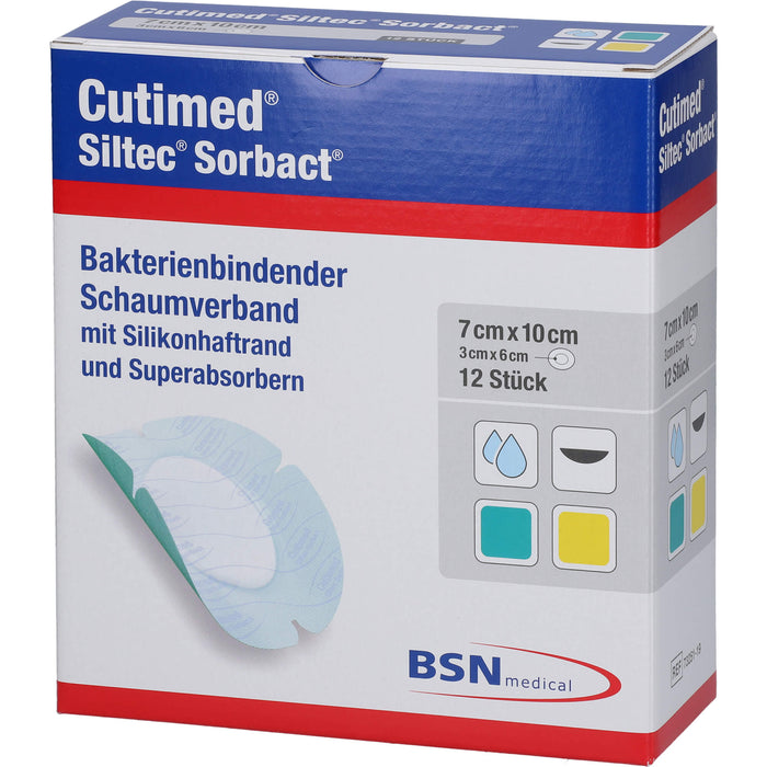 CUTIMED Siltec Sorbact B PU-Verb.7x10cm Oval, 12 St KOM