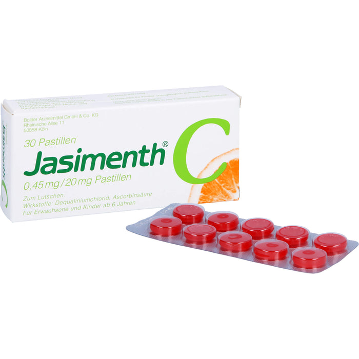 Jasimenth C Lutschpastillen lokales Antiseptikum für leichte und mittelschwere Erkrankungen des Mund- und Rachenraumes, 30 pc Pastilles