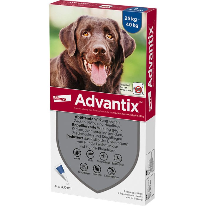 Advantix Spot-On Lösung für Hunde (25–40 kg), 4 pc Récipients à dose unique