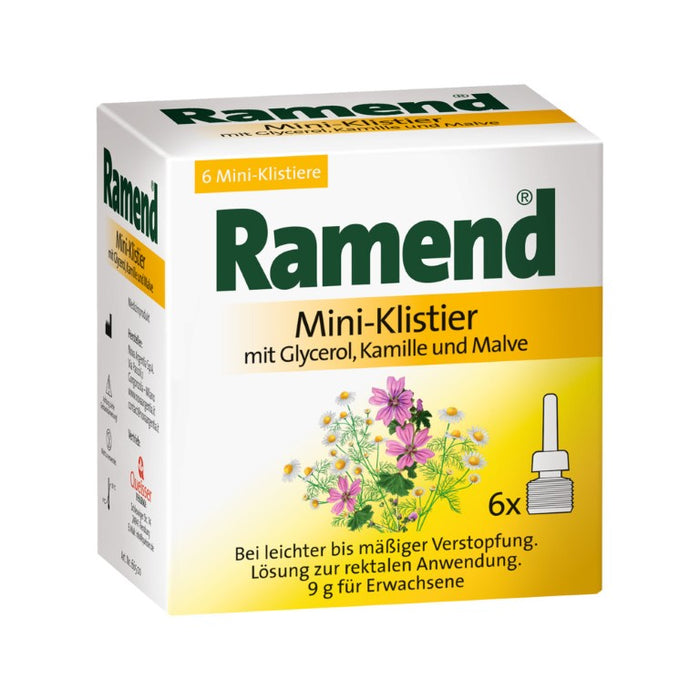 Ramend Mini-Klistier mit Glycerol, Kamille und Malve bei leichter bis mäßiger Verstopfung, 6 pc Lavements