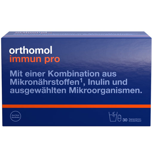 Orthomol Immun pro - Nahrungsergänzungsmittel mit Mikronährstoffen, Inulin und ausgewählten Mikroorganismen - Granulat/Kapsel, 30 St. Tagesportionen