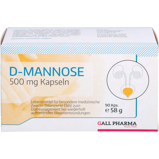 D-Mannose 500 mg GPH Kapseln zur diätetischen Behandlung von wiederholt auftretenden Blasenentzündungen, 90 St. Kapseln