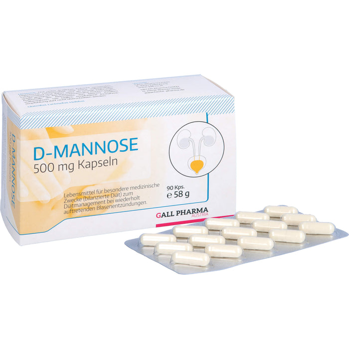 D-Mannose 500 mg GPH Kapseln zur diätetischen Behandlung von wiederholt auftretenden Blasenentzündungen, 90 St. Kapseln