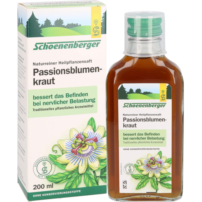 Schoenenberger naturreiner Heilpflanzensaft Passionsblumenkraut bessert das Befinden nach nervlicher Belastung, 200 ml Lösung