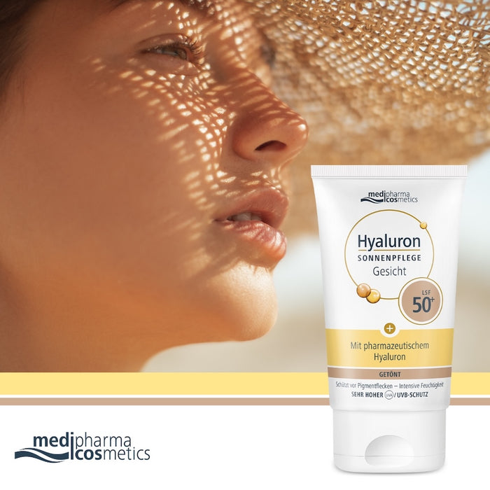 Medipharma Cosmetics Hyaluron Sonnenpflege Gesicht getönt LSF 50+, 50 ml Crème