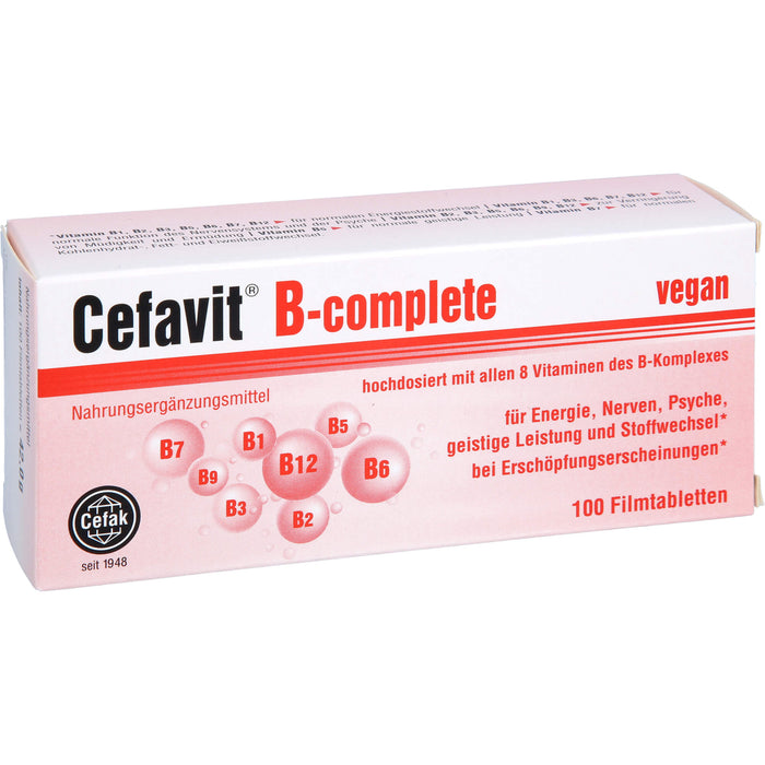 Cefavit B-complete Filmtabletten für Energie, Nerven, Psyche, geistige Leistung und Stoffwechsel, 100 pc Tablettes