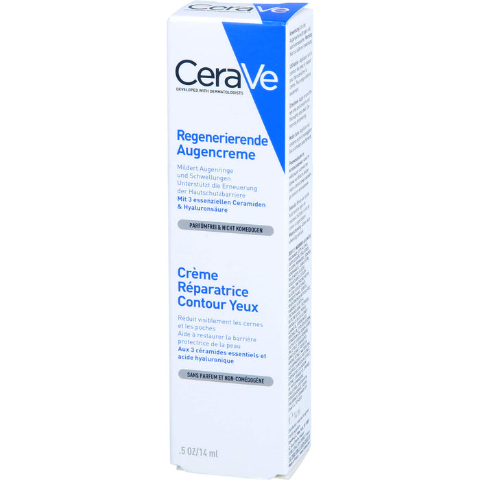 CeraVe regenerierende, feuchtigkeitsspendende Augencreme mit 3 essenziellen Ceramiden und Hyaluronsäure, 14 ml Crème