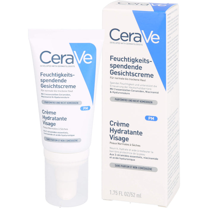 CeraVe feuchtigkeitsspendende Gesichtscreme für normale bis trockene Haut, 52 ml Crème