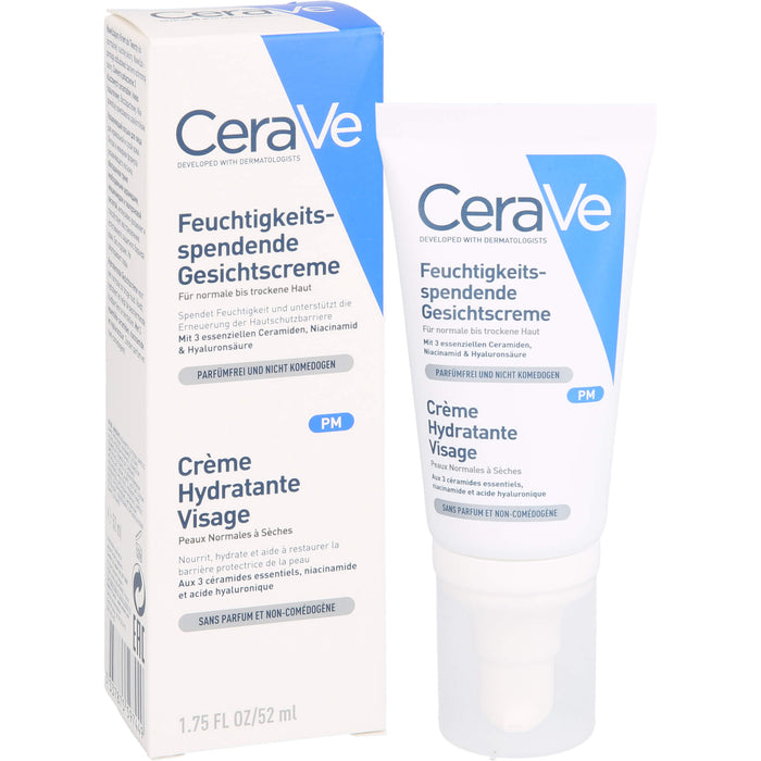 CeraVe feuchtigkeitsspendende Gesichtscreme für normale bis trockene Haut, 52 ml Cream