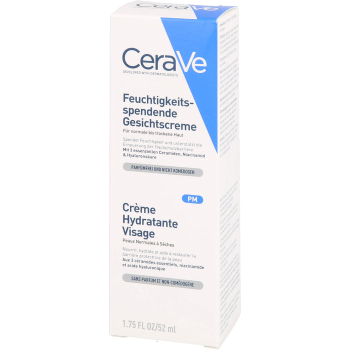 CeraVe feuchtigkeitsspendende Gesichtscreme für normale bis trockene Haut, 52 ml Crème