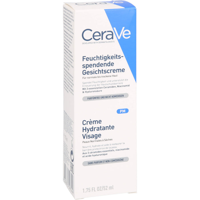 CeraVe feuchtigkeitsspendende Gesichtscreme für normale bis trockene Haut, 52 ml Crème
