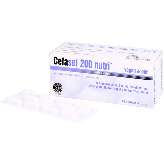 Cefasel 200 nutri Selen-Caps für Immunsystem, Schilddrüsenfunktion, Zellschutz, Haare, Nägel und Spermabildung, 60 pc Capsules