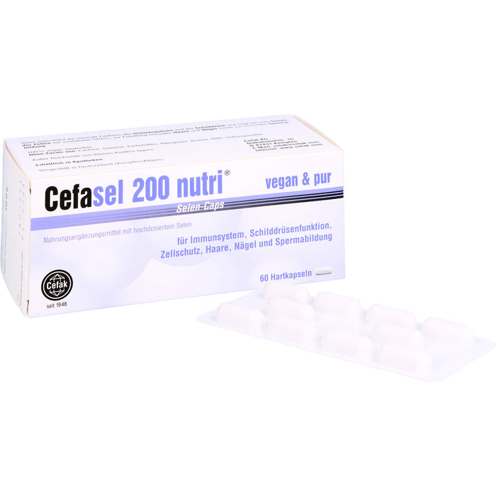 Cefasel 200 nutri Selen-Caps für Immunsystem, Schilddrüsenfunktion, Zellschutz, Haare, Nägel und Spermabildung, 60 pcs. Capsules