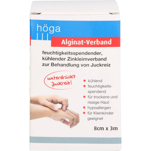Höga Alginat-Verband 8 cm x 3 m kühlender Zinkleimverband, 1 St. Verband