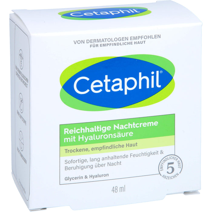 Cetaphil reichhaltige Nachtcreme mit Hyaluronsäure, 48 g Crème