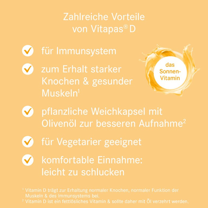 Vitapas D 5600 I.E. Wochendepot Kapseln zum Erhalt normaler Knochen, normaler Funktion der Muskeln und des Immunsystems, 30 pc Capsules