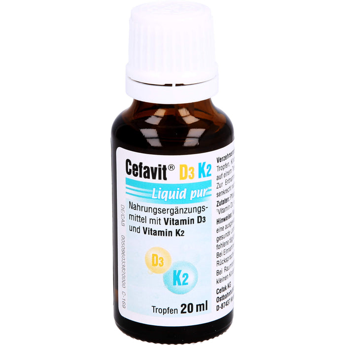 Cefavit D3 K2 Liquid pur Tropfen für Knochen und Muskeln, 20 ml Solution