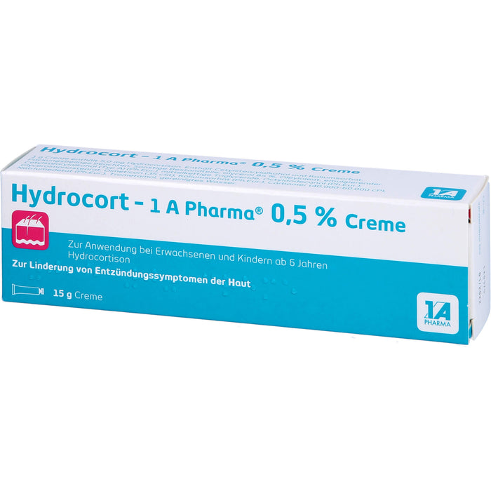 1A Pharma Hydrocort 0,5% Creme zur Linderung von mäßig ausgeprägten entzündlichen Hauterkrankungen, 15 g Cream