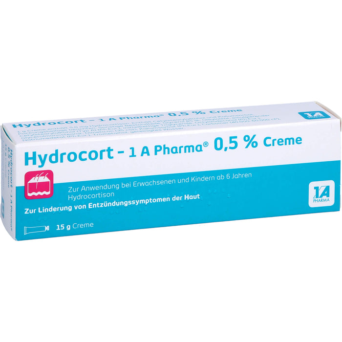 1A Pharma Hydrocort 0,5% Creme zur Linderung von mäßig ausgeprägten entzündlichen Hauterkrankungen, 15 g Cream