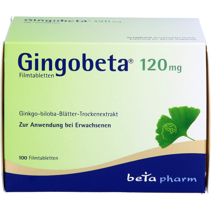 Gingobeta 120 mg Filmtabletten zur Verbesserung einer altersbedingten kognitiven Beeinträchtigung und bei leichter Demenz, 100 St. Tabletten