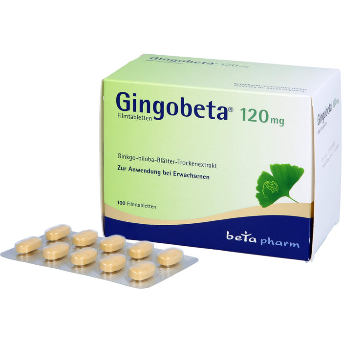 Gingobeta 120 mg Filmtabletten zur Verbesserung einer altersbedingten kognitiven Beeinträchtigung und bei leichter Demenz, 100 St. Tabletten