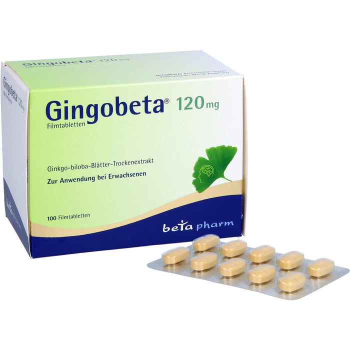 Gingobeta 120 mg Filmtabletten zur Verbesserung einer altersbedingten kognitiven Beeinträchtigung und bei leichter Demenz, 100 pcs. Tablets