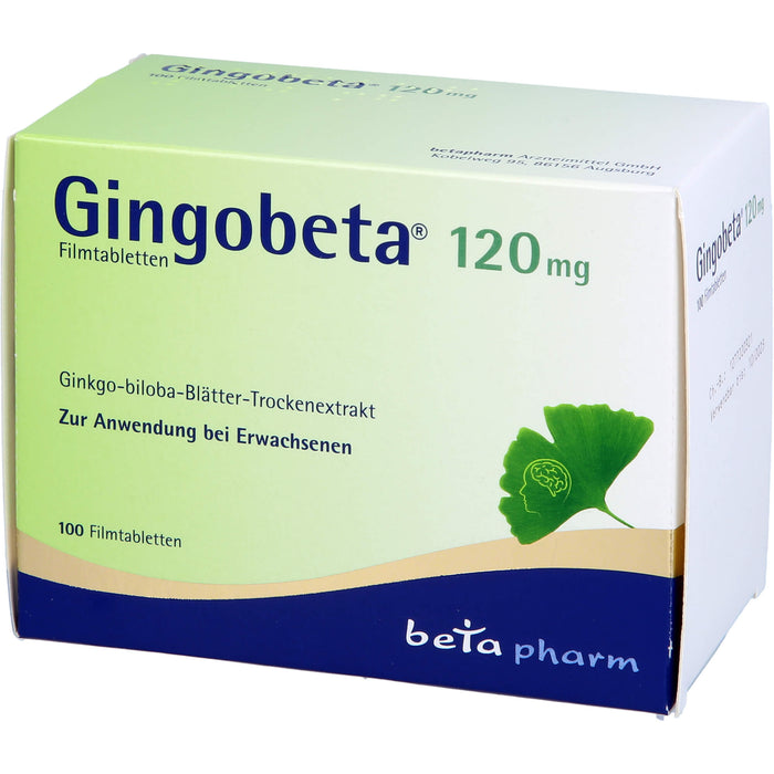 Gingobeta 120 mg Filmtabletten zur Verbesserung einer altersbedingten kognitiven Beeinträchtigung und bei leichter Demenz, 100 St. Tabletten