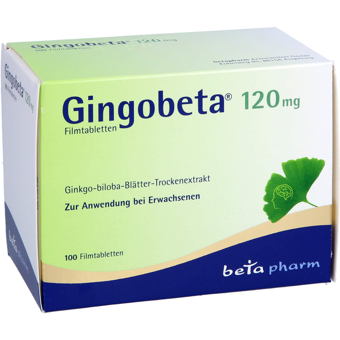 Gingobeta 120 mg Filmtabletten zur Verbesserung einer altersbedingten kognitiven Beeinträchtigung und bei leichter Demenz, 100 St. Tabletten